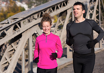 Image showing young  couple jogging