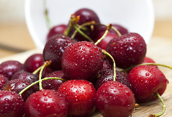 Image showing maroon ripe cherries