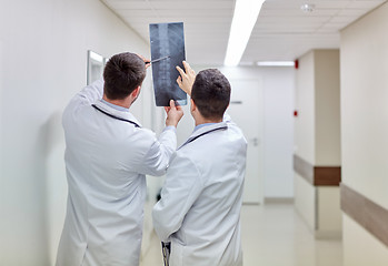 Image showing medics with spine x-ray scan at hospital