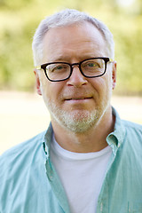 Image showing close up of senior man in glasses outdoors