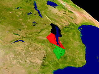 Image showing Malawi with flag on Earth