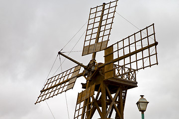 Image showing hole windmills lanzarote africa spain    the sky 