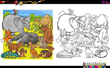 Image showing animal group coloring book