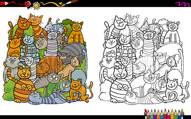 Image showing cat characters coloring book