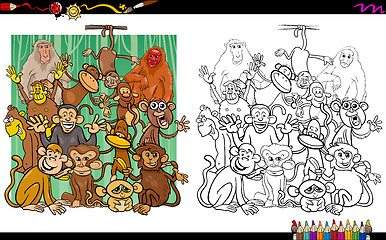 Image showing monkey characters coloring book