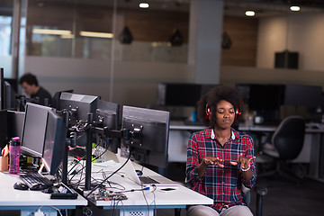 Image showing portrait of a young successful African-American woman in modern 