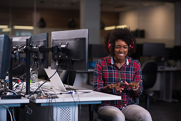 Image showing portrait of a young successful African-American woman in modern 