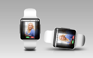 Image showing smart watches with incoming call on screen