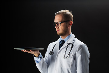 Image showing doctor with tablet pc and stethoscope