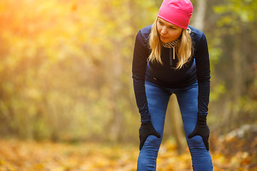 Image showing Girl going sports in park