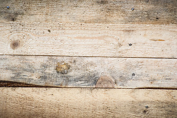 Image showing blank wood sign background. rough planks with nails, texture