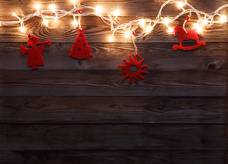 Image showing Felt toys on wooden background