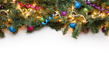 Image showing Branches spruce with Christmas ornaments