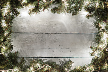 Image showing Festive christmas and new year wooden background with decoration