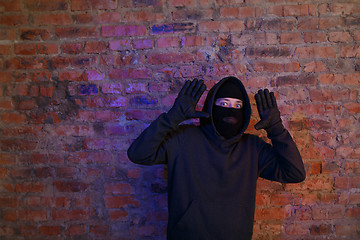 Image showing Burglar in wall at night