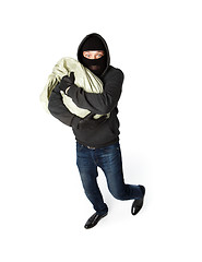 Image showing Robber hugging sack of money