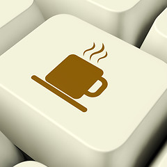 Image showing Coffee Mug Icon Computer Key For Taking A Break
