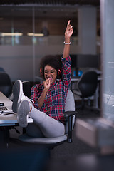 Image showing portrait of a young successful African-American woman in modern 