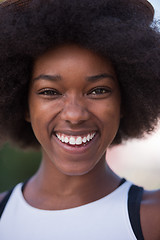 Image showing Close up portrait of a beautiful young african american woman sm