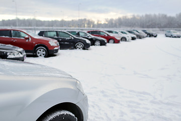 Image showing winter car parking with snow