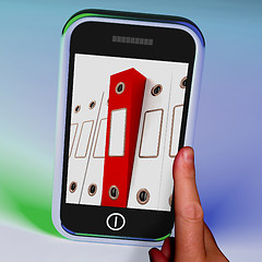 Image showing Mobile Phone With Files To Show Organizing Data