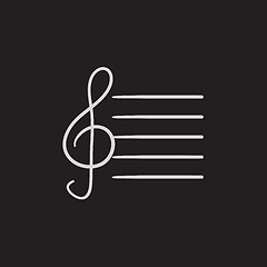 Image showing Treble clef sketch icon.