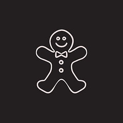 Image showing Gingerbread man sketch icon.