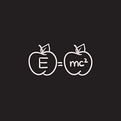 Image showing Two apples with formulae sketch icon.