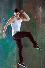 Image showing The man dancing hip hop choreography