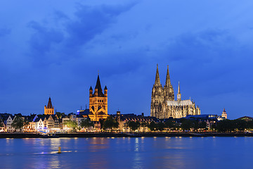 Image showing Cityscape of Cologne at night