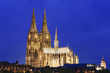 Image showing Illuminated cathedral Cologne