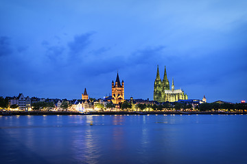 Image showing Cityscape of Cologne at night