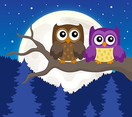 Image showing Stylized owls on branch theme image 6