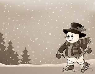 Image showing Stylized image with skating snowman