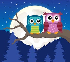 Image showing Stylized owls on branch theme image 3