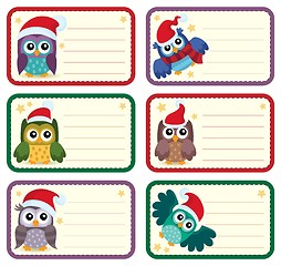 Image showing Christmas tags with owls theme 1