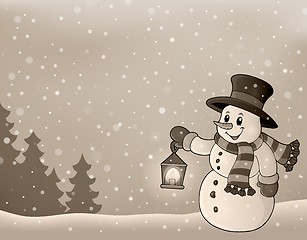 Image showing Stylized winter image with snowman 3