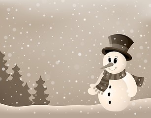Image showing Stylized winter image with snowman 4