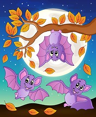 Image showing Autumn branch with bats