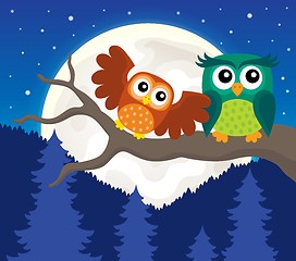 Image showing Stylized owls on branch theme image 5