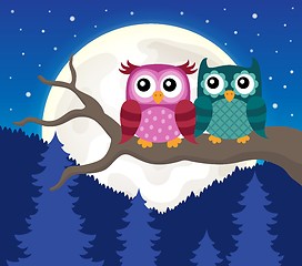 Image showing Stylized owls on branch theme image 9