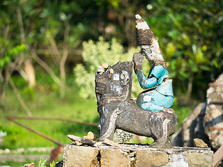 Image showing Broken, religious figurine in Mrauk U, Myanmar