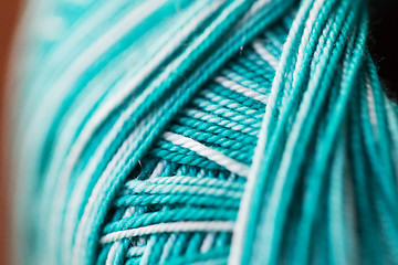 Image showing close up of turquoise knitting yarn ball