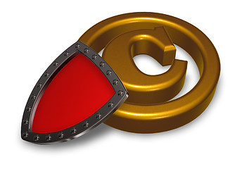 Image showing copyright symbol and shield on white background - 3d illustration