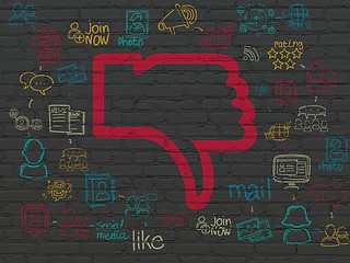 Image showing Social media concept: Thumb Down on wall background