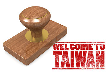 Image showing Red rubber stamp with welcome to Taiwan