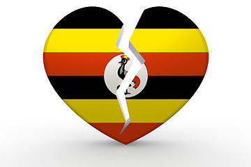 Image showing Broken white heart shape with Uganda flag