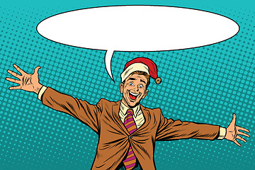 Image showing Hello businessman Christmas surprise