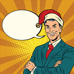 Image showing Businessman in a Christmas hat