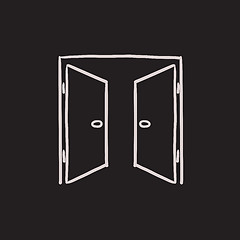 Image showing Open doors sketch icon.